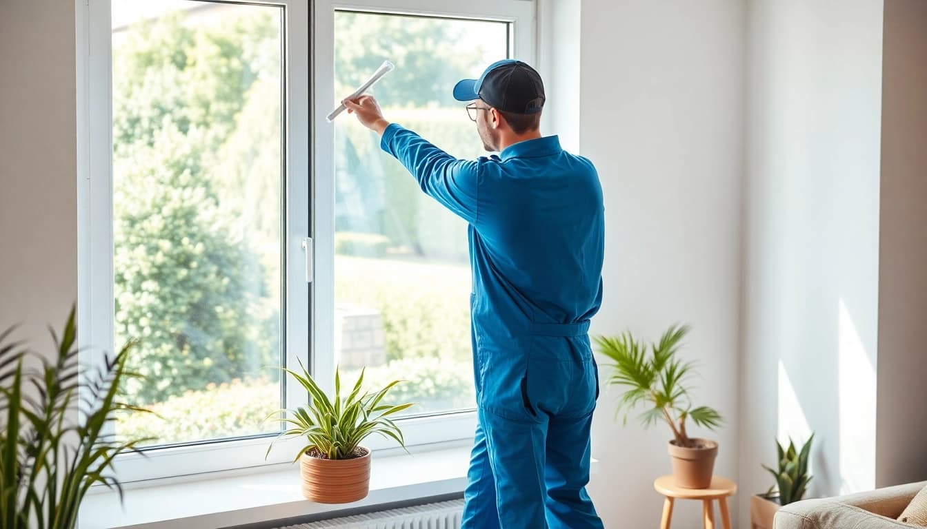 Fensterputzer in Münster reinigt Fenster professionell und gründlich.