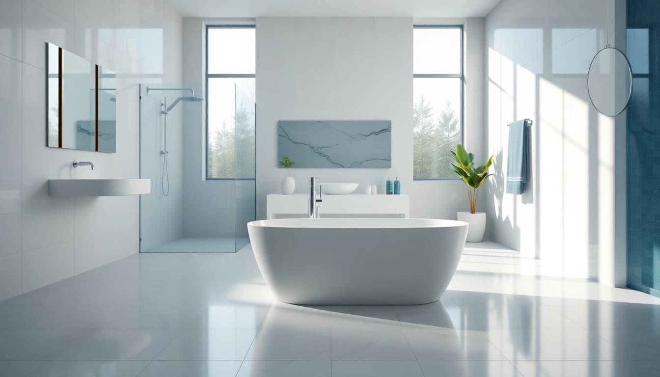 Moderne dusche 100x100 mit eleganten Fliesen und polierten Armaturen in einem hellen Badezimmer.