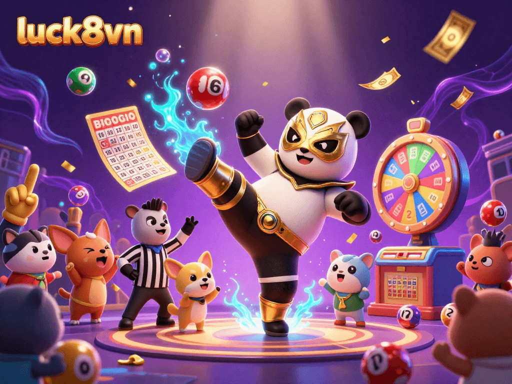 Experience thrilling moments with luck8vn as the crowd cheers the panda's flying kick.