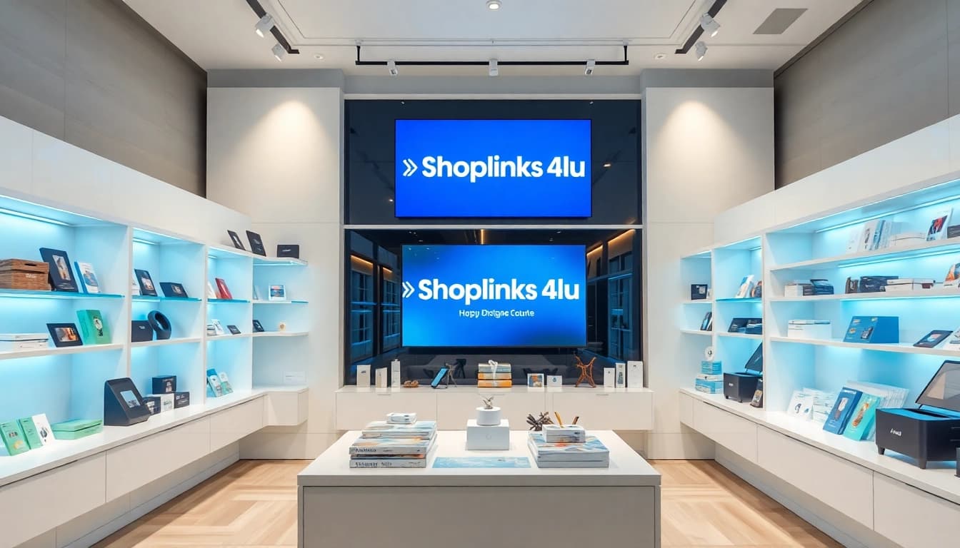 Shoplinks 4u präsentiert eine stilvolle E-Commerce-Shop-Anzeige mit modernen Produkten und einladendem Ambiente.