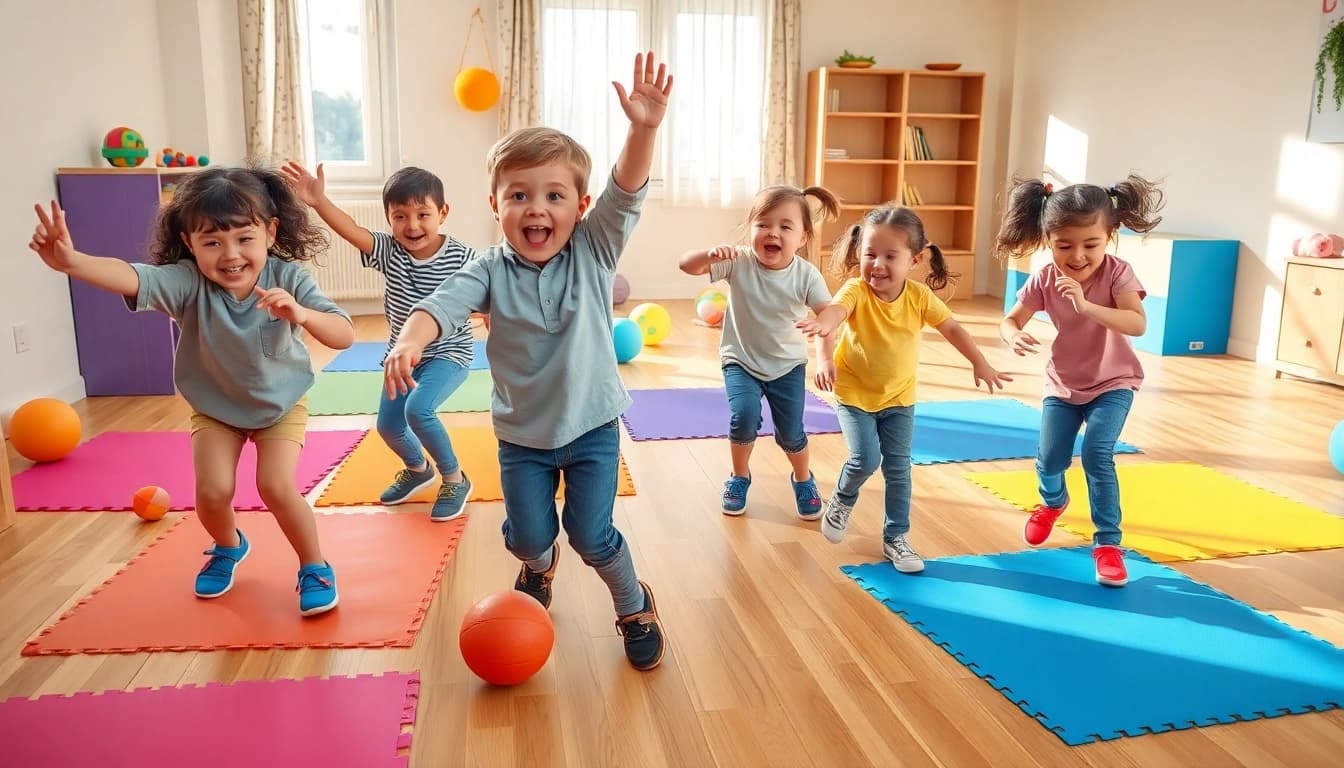 Bewegungsspiele fuer Kinder, die hier klicken und informieren, im Innenbereich.