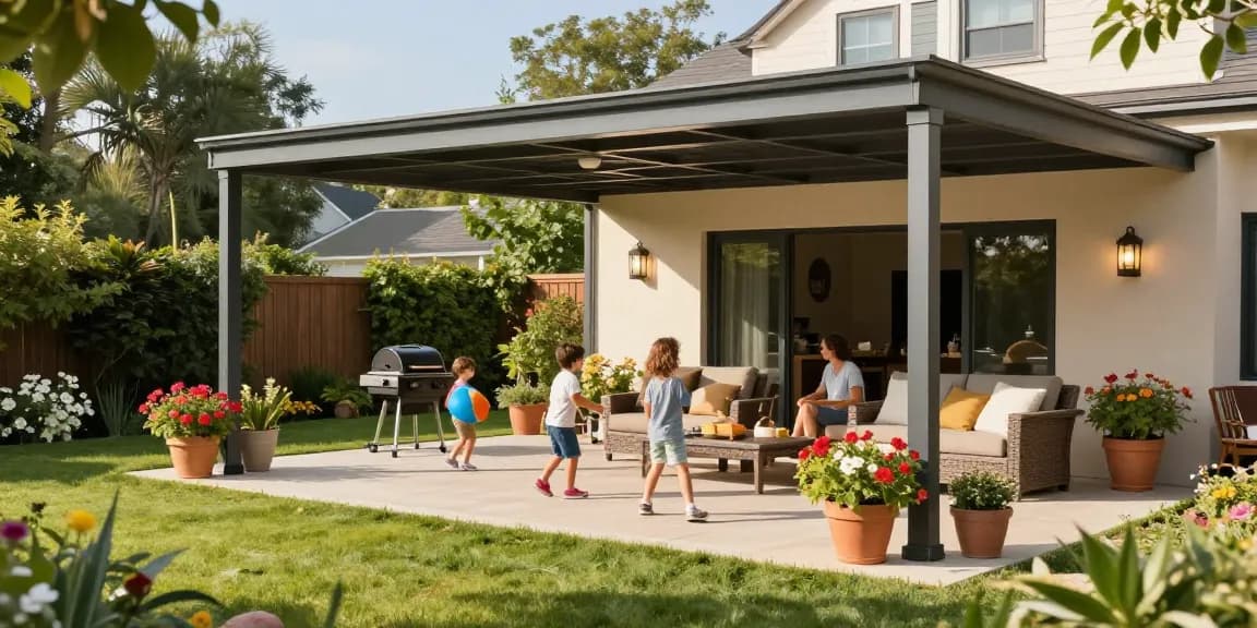 Moderne Terrassenüberdachungen bieten stilvollen Wetterschutz für gemütliche Terrassenmomente.
