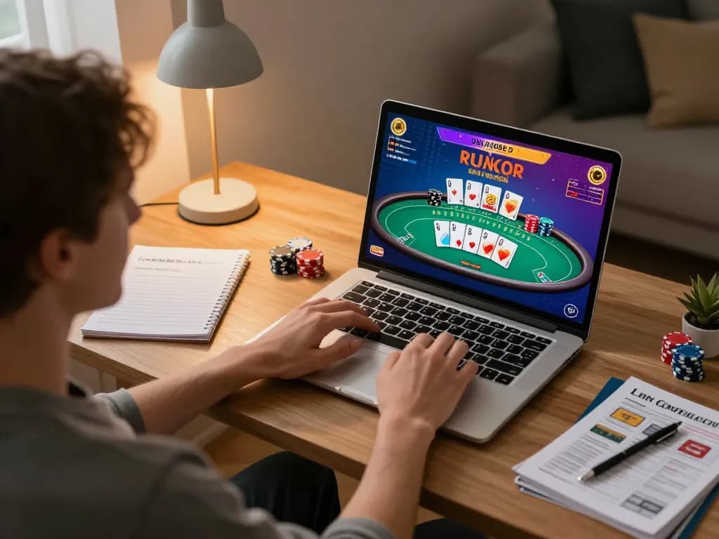 Player enjoying online casino gameplay at home, focusing on F168 poker strategy and excitement
