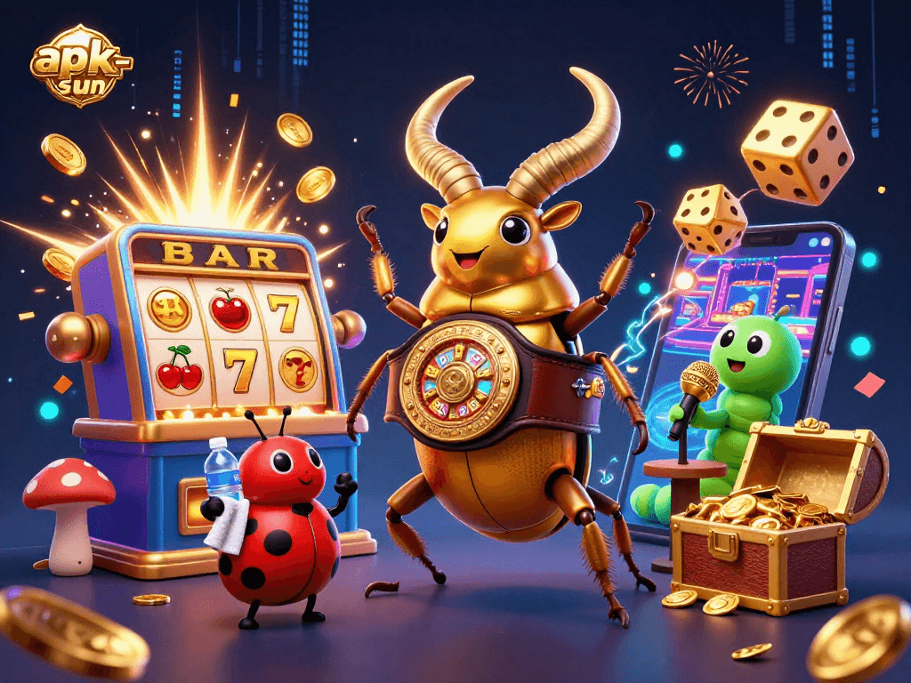 Experience thrilling gameplay with apk-sun featuring a dynamic casino scene bursting with excitement and wins.