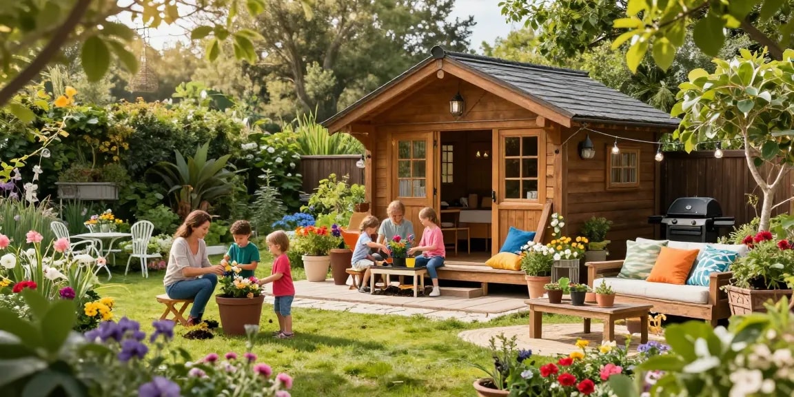 Gartenhaus kaufen und den perfekten Garten für Familienaktivitäten gestalten