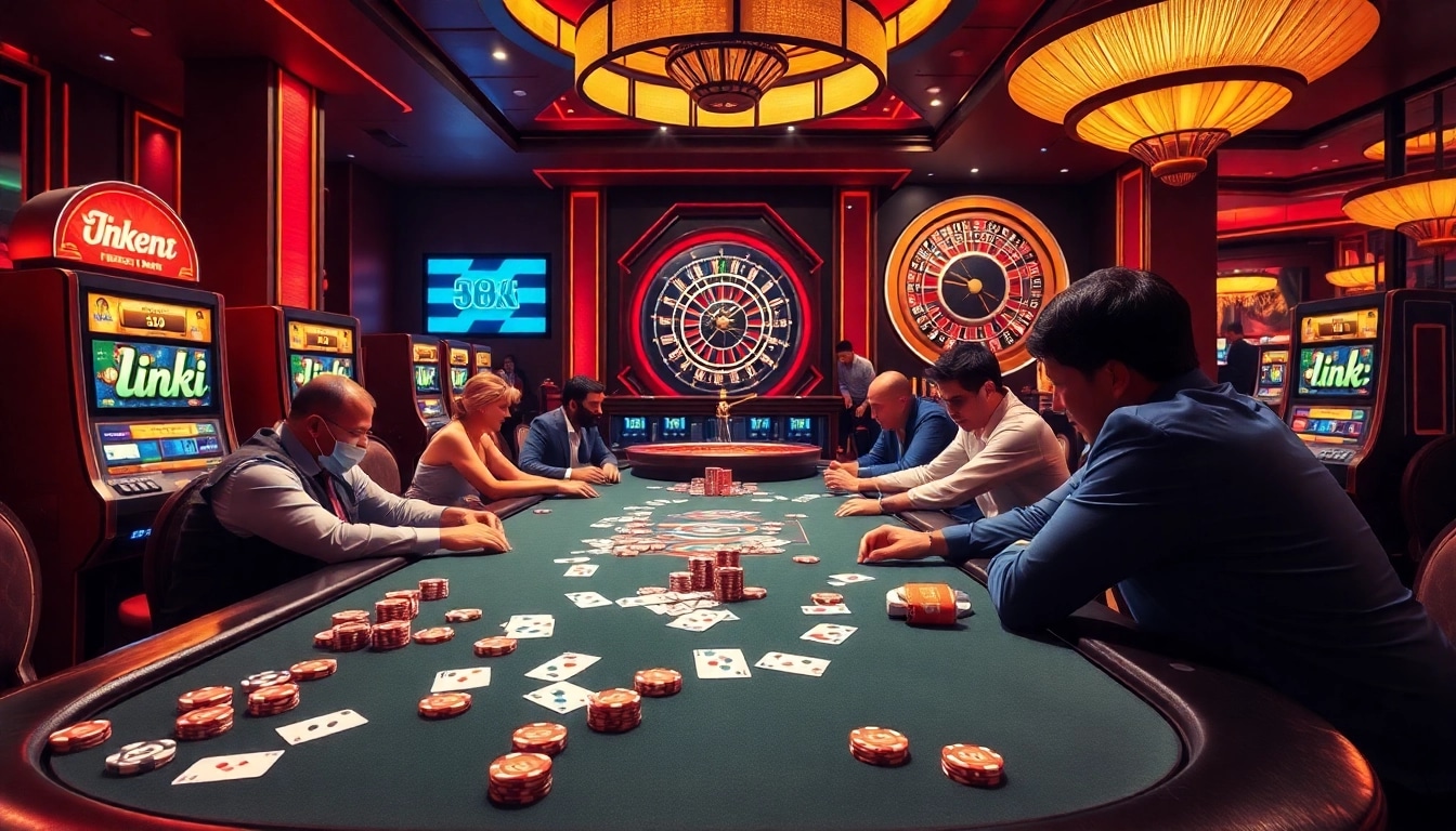 Experience excitement with link 88i at the vibrant casino poker table, surrounded by thrilling gaming elements.