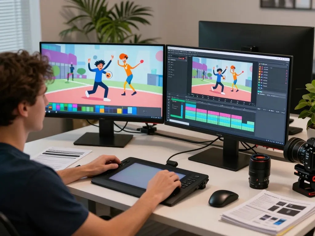 Kling 2.6 motion control showcased in a modern workspace with dynamic animation editing