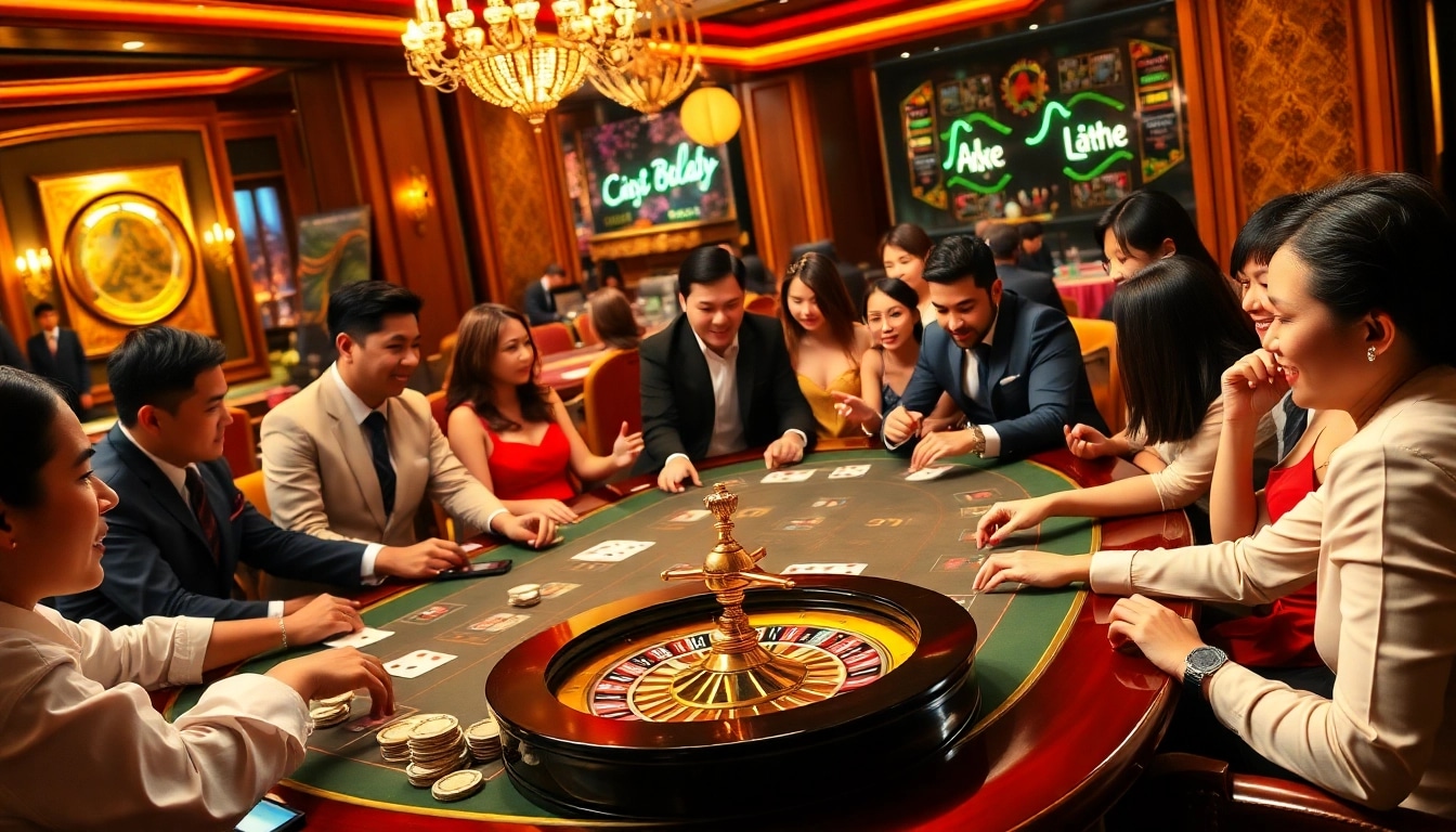 Catching the excitement at cổng game 789club with players engaged in a thrilling card game.