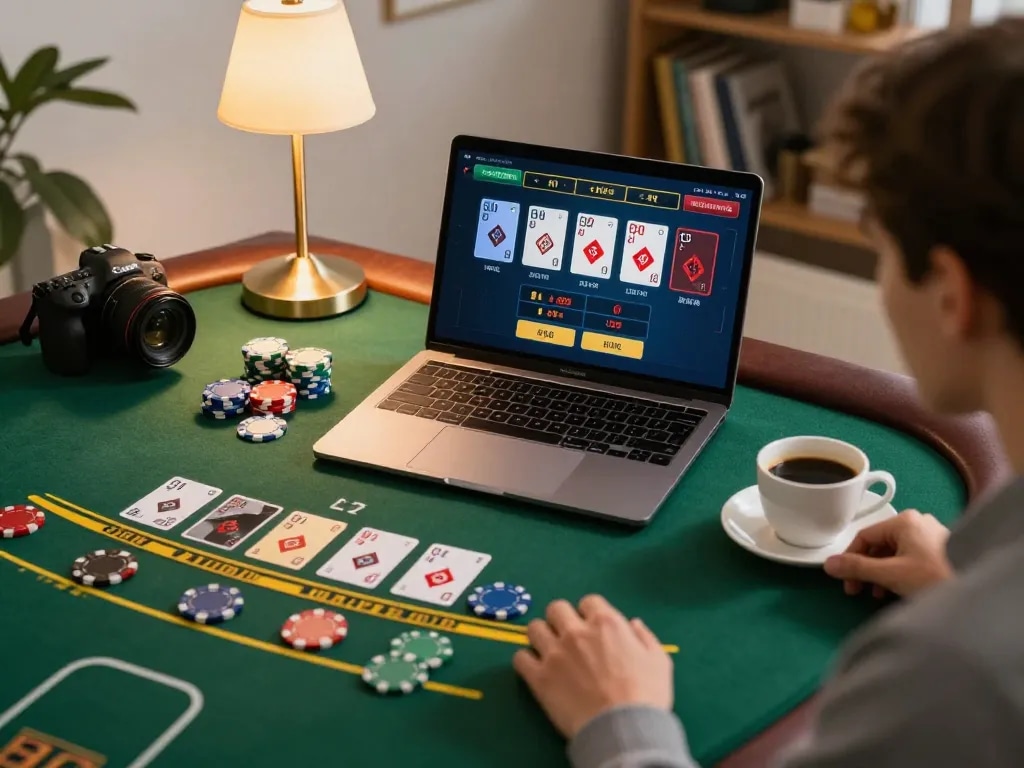Engage in winning strategies at SC88 day’s online gaming platform featuring blackjack gameplay on a laptop.