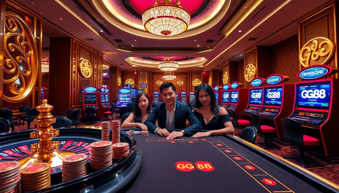 Engage with GG88 as players celebrate big wins at a vibrant casino table.