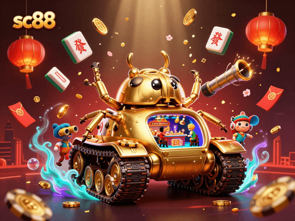 Engage in thrilling sc88 casino adventures with a golden beetle tank and confetti!