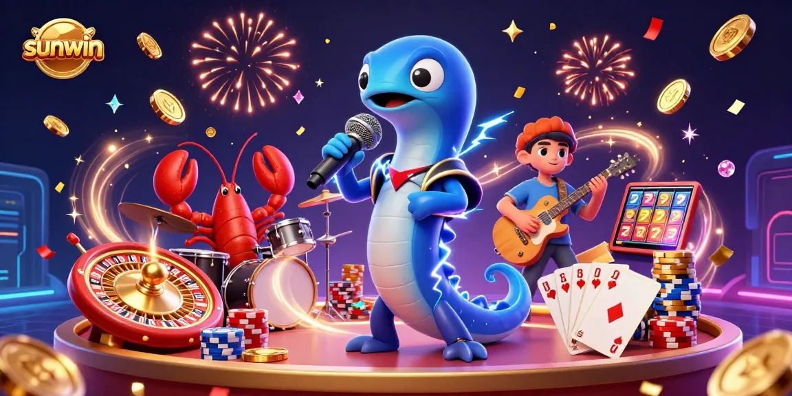 Experience fun at sunwin with a lively underwater casino featuring a DJing eel and energetic band.