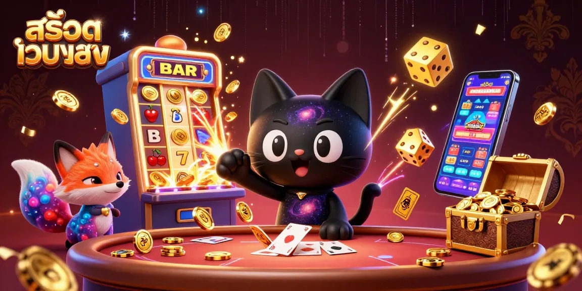 Engage with สล็อตเว็บตรง in a vibrant cosmic casino scene full of jackpots and excitement.