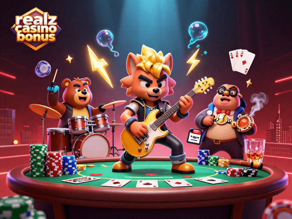Erlebe den Realz Casino Bonus mit aufregenden Casinospiel-Elementen und einer lebendigen Atmosphäre.