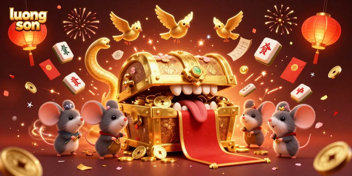 Engage in thrilling moments at luong son with vibrant casino elements like coins and rich treasures.