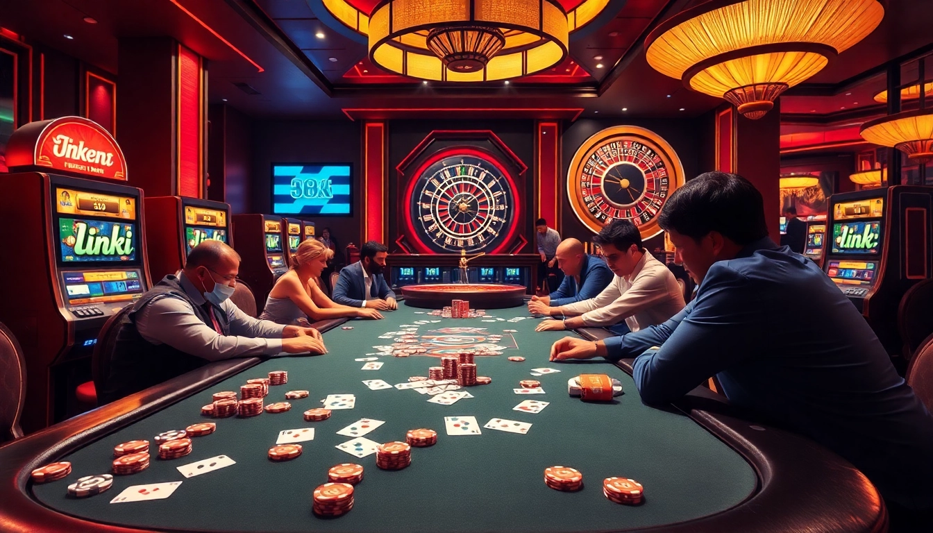 Experience excitement with link 88i at the vibrant casino poker table, surrounded by thrilling gaming elements.