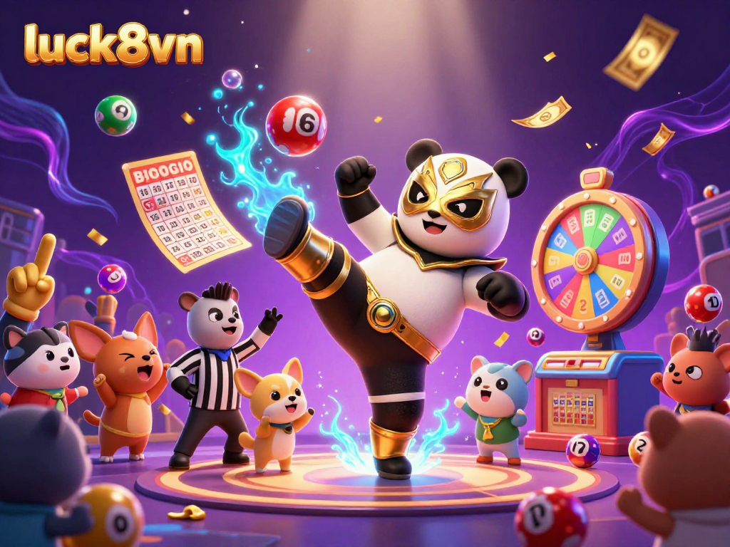 Experience thrilling moments with luck8vn as the crowd cheers the panda's flying kick.