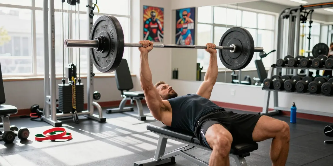 Körperbuilder hebt Gewichte im Steroidshop Fitnessstudio und zeigt Engagement und Stärke in einer modernen Fitnessumgebung.