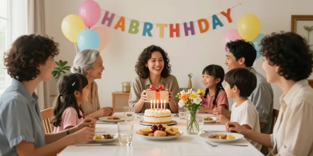 Hartelijke familieviering met liefdevolle verjaardagswensen voor je eigen Mama.