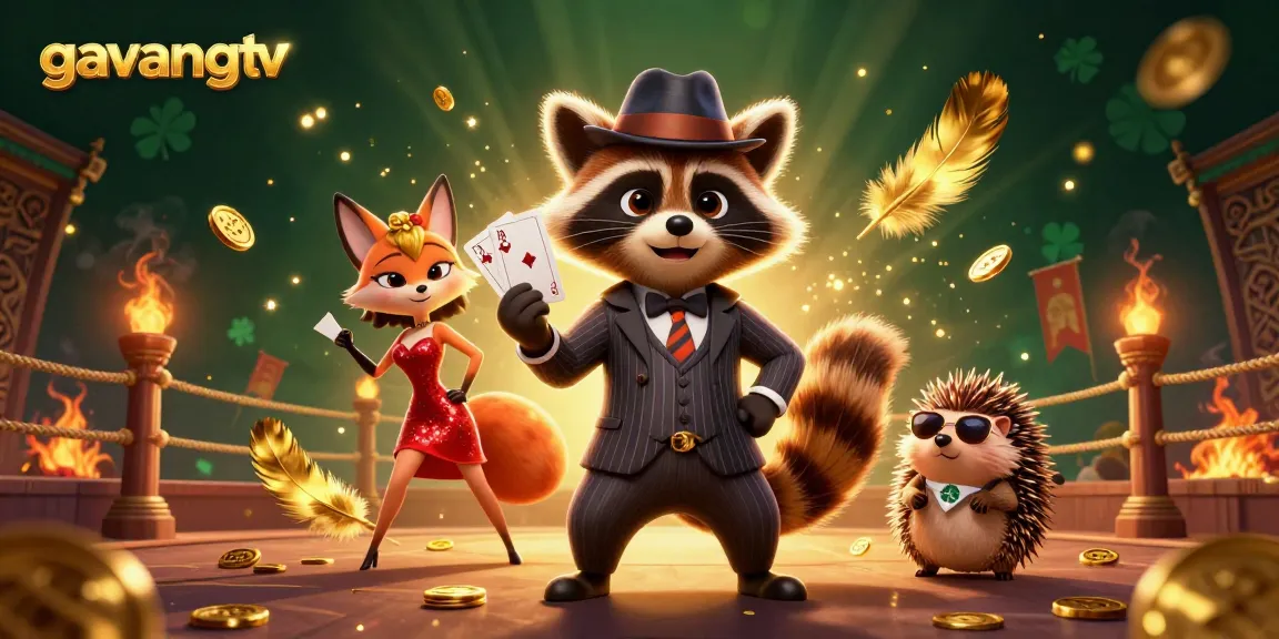 Join the excitement at gavangtv with an engaging scene featuring a suave raccoon and stylish fox in a vibrant casino.