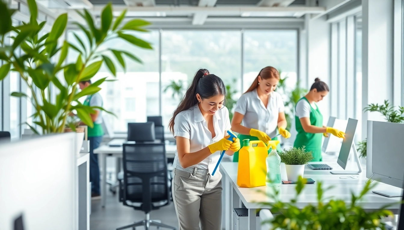 Büroreinigung in Münster durch professionelle Reinigungskräfte in modernem Büro.
