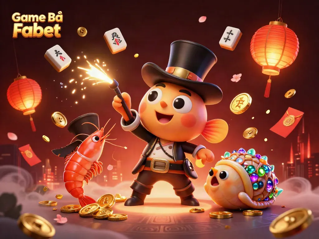 Engage in the thrilling atmosphere of Game Bài Fabet, featuring captivating oceanic characters and vibrant casino elements.