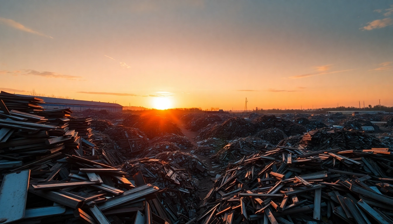 Efficient Schrottabholung Remscheid services sorting scrap metal in a vibrant scrapyard.
