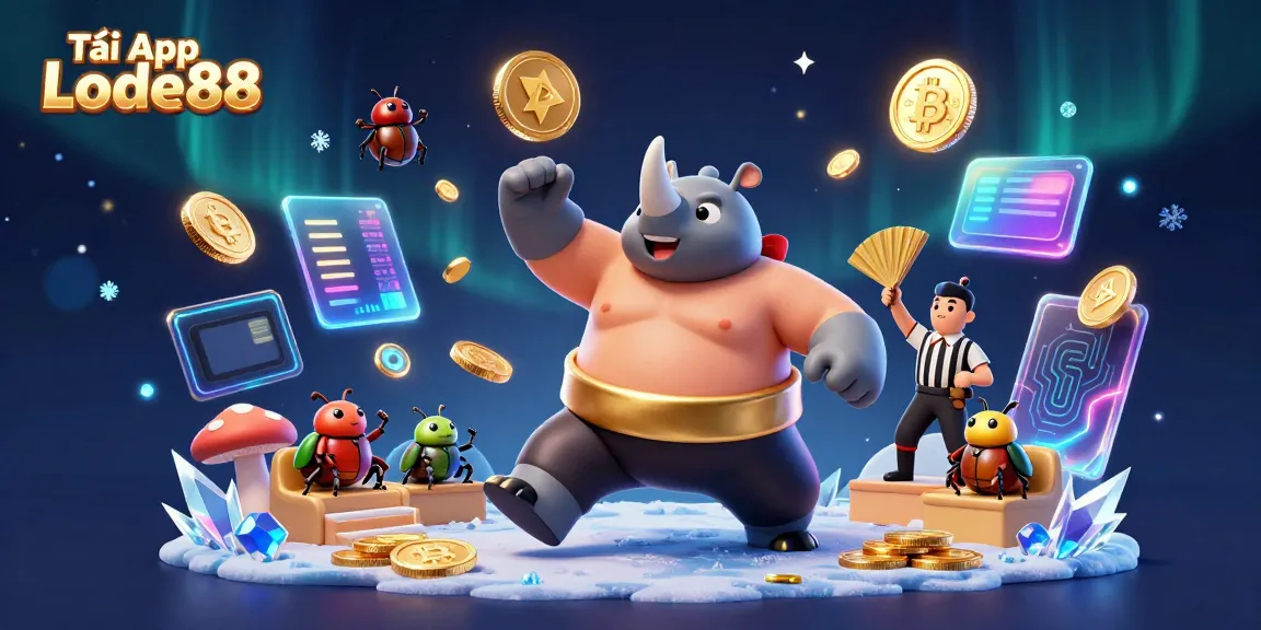 Experience thrilling gaming action with Tải App Lode88 in a dynamic casino setting featuring colorful coins.
