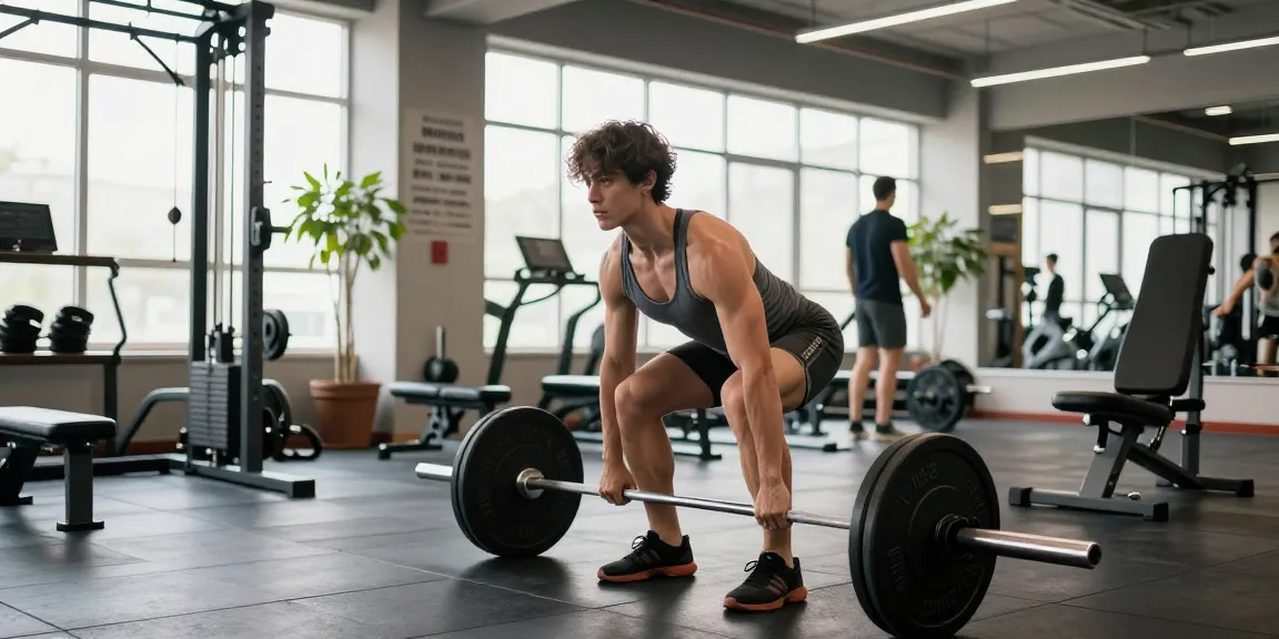 Dynamische Szene eines athletischen Individuums, das Gewichte im Anabolika Shop Deutschland hebt, und eine lebendige, moderne Fitnessstudioatmosphäre mit vielfältigen Geräten und motivierender Dekorat