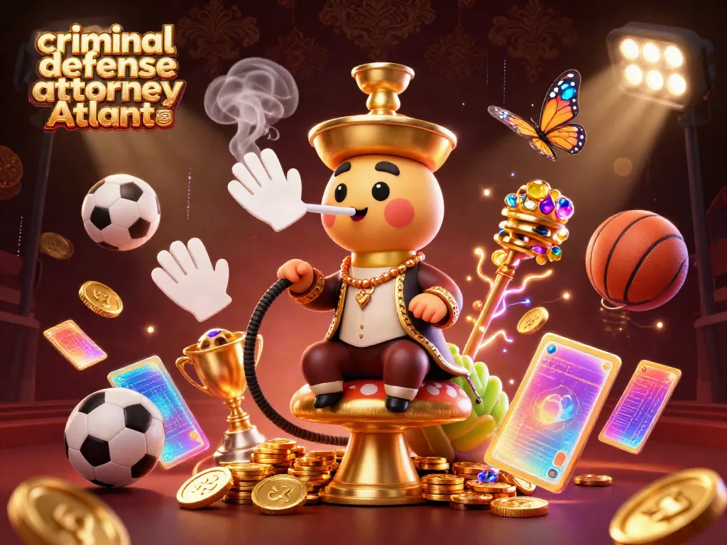Engaging visual of criminal defense attorney Atlanta, featuring dynamic sports elements and a whimsical caterpillar character.