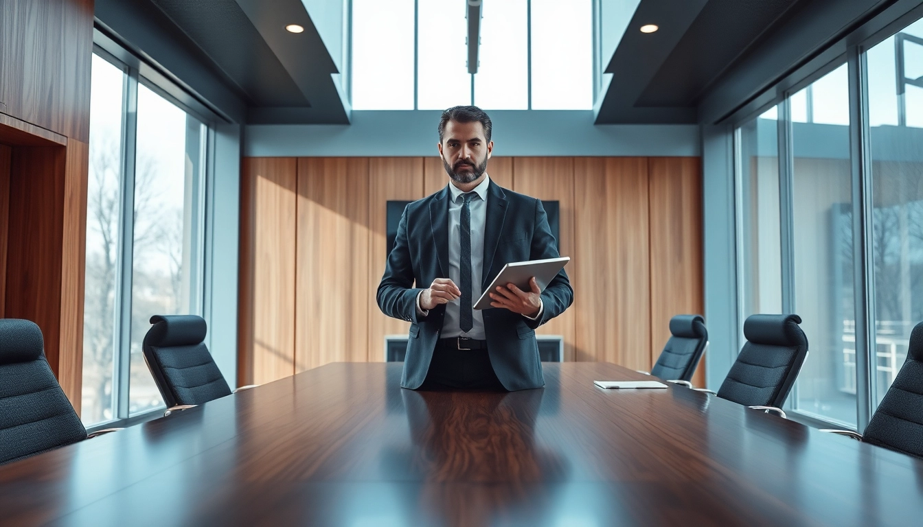 Headhunter Führungskräfte beraten in modernem Büro mit Tablet.