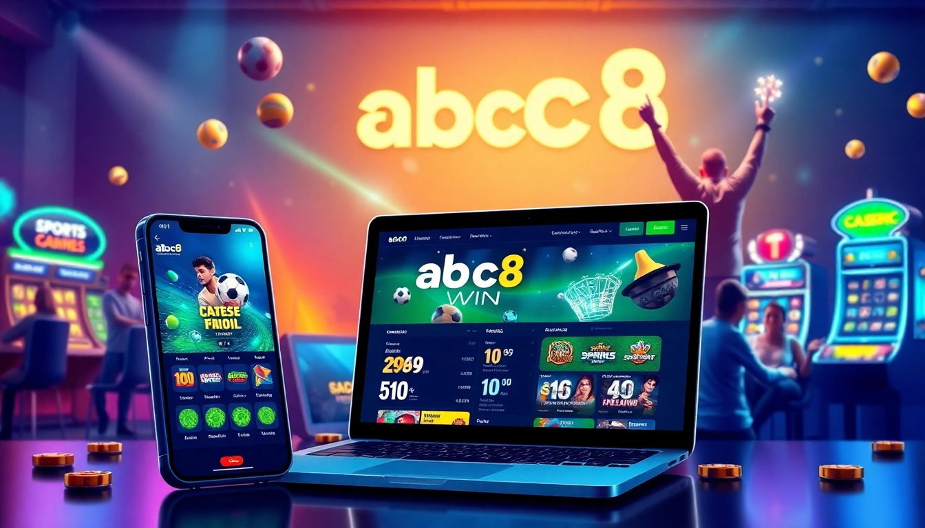ABC8 win scene showcasing engaging online games and vibrant user interface.