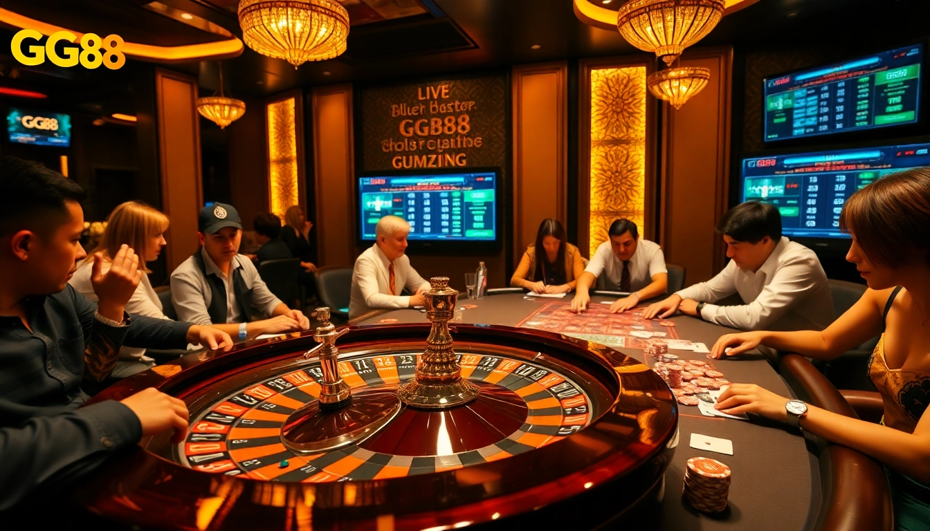 Exciting gameplay at GG88 with players engaging at a vibrant casino table.