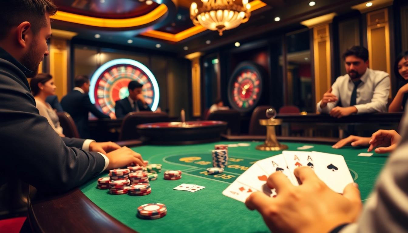 Experience the thrill of 52WIN at an upscale casino table with poker chips and playing cards.