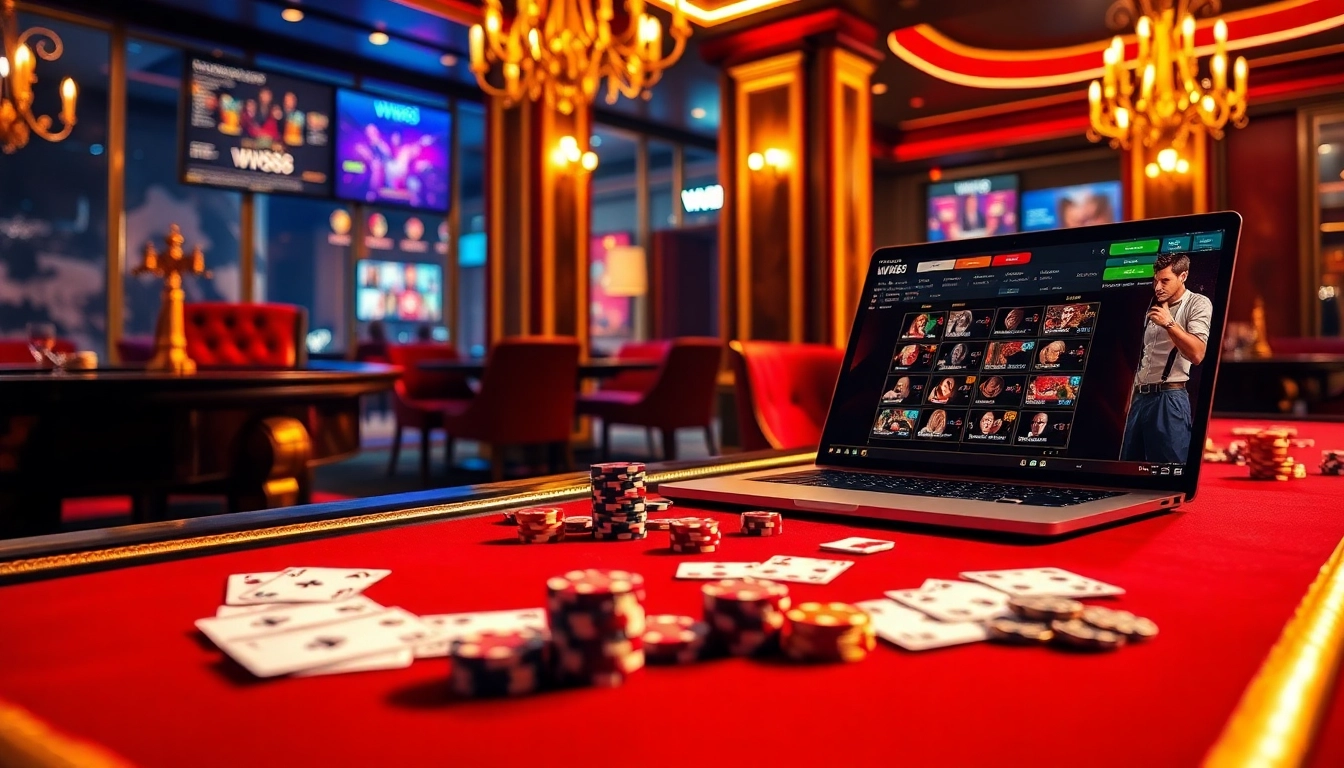 Experience thrilling gameplay at WW88's luxurious online casino with vibrant poker and roulette tables.