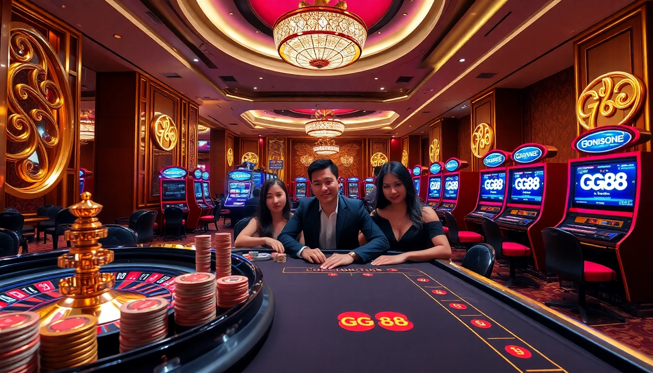 Engage with GG88 as players celebrate big wins at a vibrant casino table.
