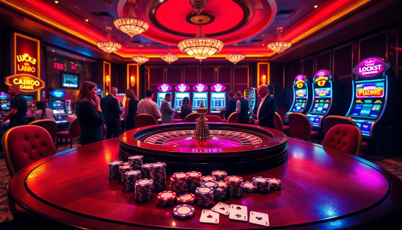 Sự hứng khởi tại casino LUCK8 và LUCKY8 ở bàn roulette với chip poker và lá bài.