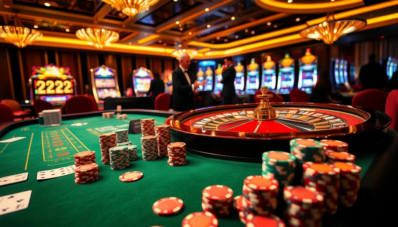 Experience the excitement of U88 gaming with vibrant poker chips and a roulette table.