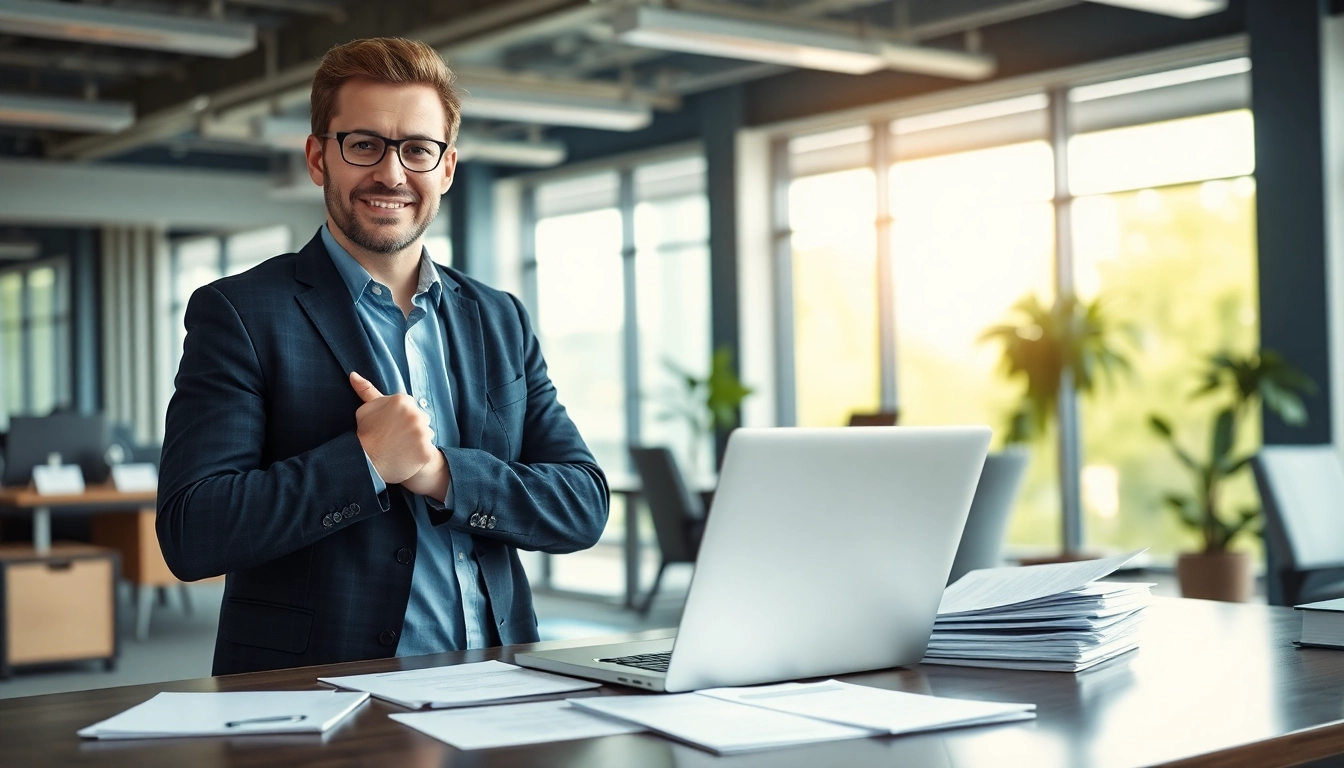 Headhunter IT analyzing resumes and managing interviews in a modern office environment.