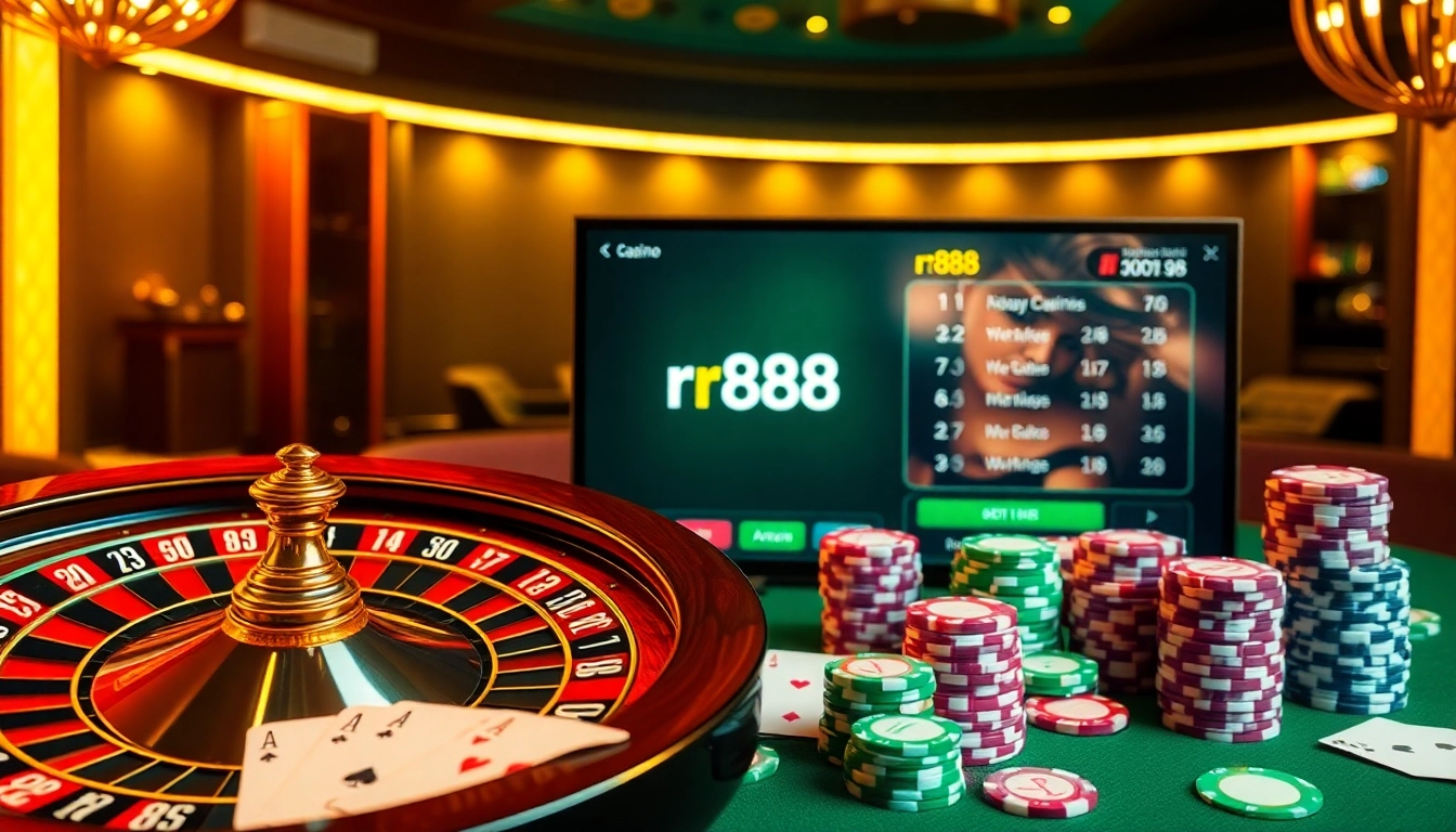 Immersive gaming scene showcasing the rr88 link with vibrant casino elements.