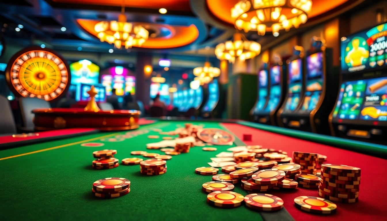 Nohu-themed casino scene showcasing poker chips and roulette wheel in a luxurious setting.