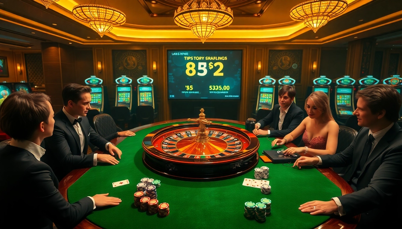 Engage with the thrilling atmosphere of https://b52club.forum/ featuring poker chips and a roulette wheel in a luxurious casino.