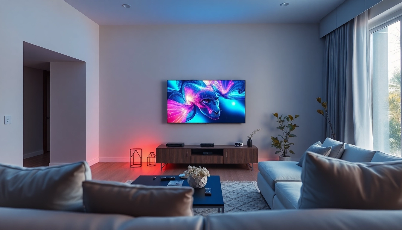 Engaging living room scene showcasing Lauthaitv technology with modern decor and vibrant ambiance.