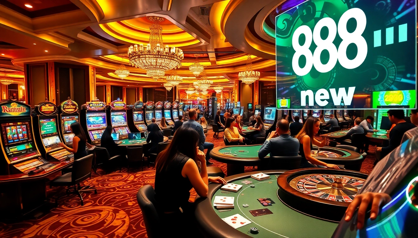 Experience the thrill of winning at 888 new casino tables with vibrant games and players in action.