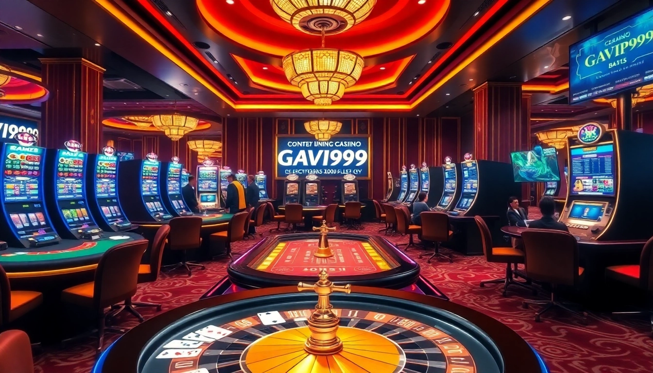 Experience the excitement of GAVIP999 with vibrant casino tables and thrilling slot machines.
