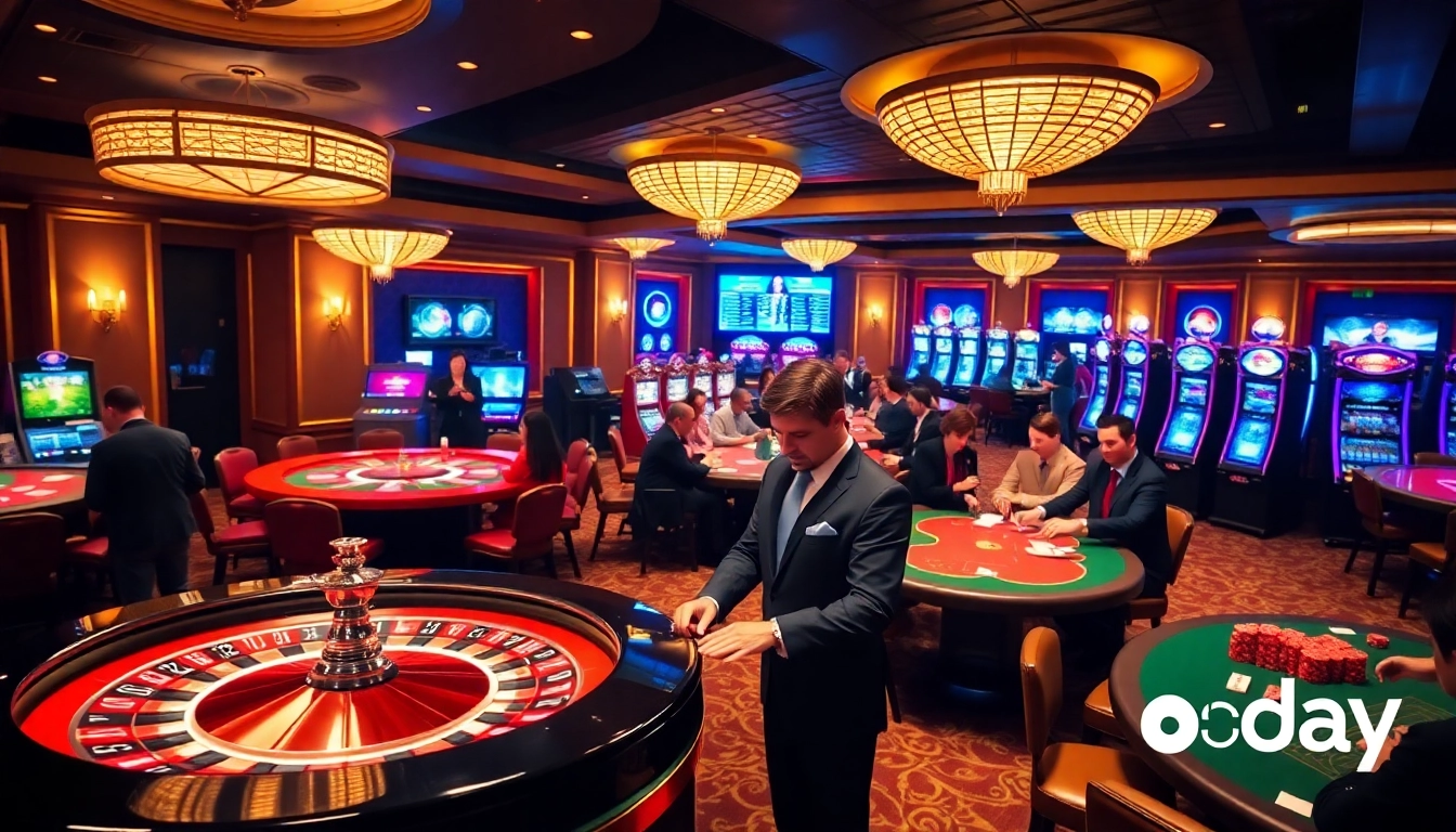 Players enjoying a thrilling game at 8day's casino, featuring roulette and poker excitement.